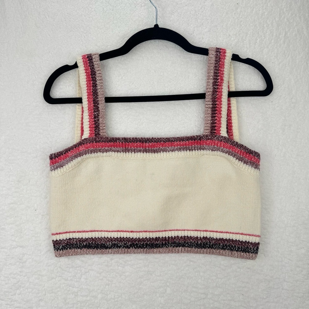 Free People Ivory Berry Combo In the Sun Brami Crop Top Crochet Knit Large NWT - Picture 3 of 11